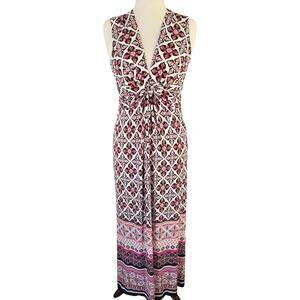 WHBM Medallion Print Twist-Front Sleeveless Maxi Dress Wedding Boho Festival
